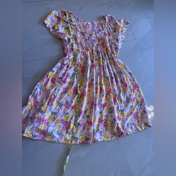 Jolie & Joy Women's Pink Yellow Flowy Ruffle Floral Smocked Mini Dress Size 2X - Picture 8 of 14